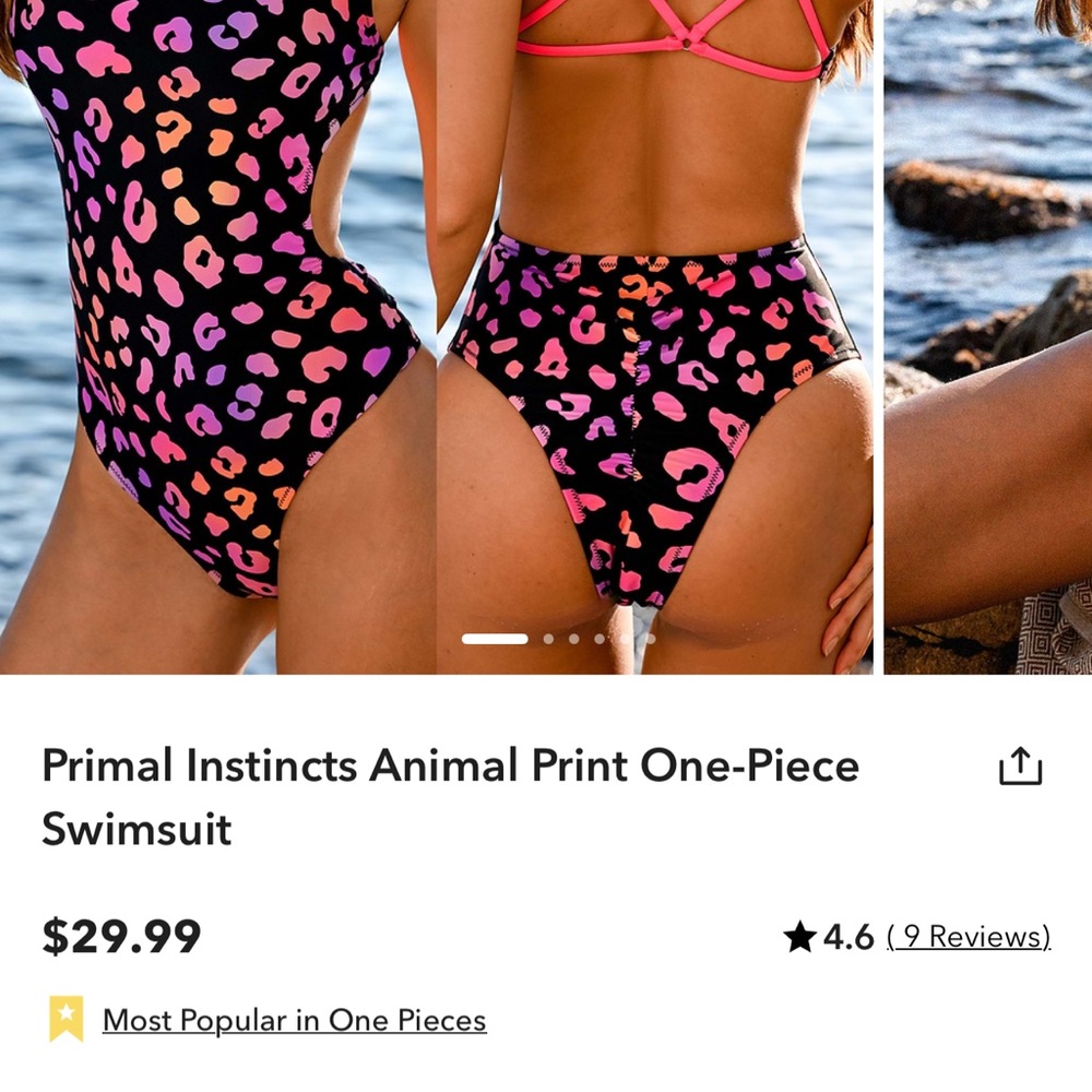 Cupshe Pink and Purple One Piece Strappy Back Swimsuit - Picture 4 of 4